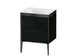 Duravit XViu Waschtisch-Unterschrank XV4709NB216P 60x48cm, 2 Auszüge, ohne Hahnloch, schwarz matt, Rahmen P, Eiche schwarz
