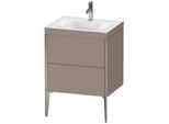 Duravit XViu Waschtisch-Unterschrank XV4709OB143C 60x48cm, 2 Auszüge, 1 Hahnloch, champagner matt, Rahmen C, basalt matt