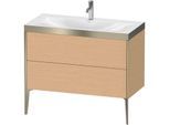 Duravit XViu Waschtisch-Unterschrank XV4711OB112P 100x48cm, 2 Auszüge, 1 Hahnloch, champagner matt, Rahmen P, eiche gebürstet