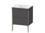 Duravit XViu Waschtisch-Unterschrank XV4709NB149C 60x48cm, 2 Auszüge, ohne Hahnloch, champagner matt, Rahmen C, graphit matt