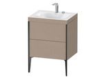 Duravit XViu Waschtisch-Unterschrank XV4709EB275C 60x48cm, 2 Auszüge, 2 Hahnlöcher, schwarz matt, Rahmen C, leinen