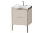 Duravit XViu Waschtisch-Unterschrank XV4709EB191P 60x48cm, 2 Auszüge, 2 Hahnlöcher, champagner matt, Rahmen P, taupe matt