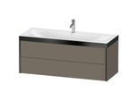 Duravit XViu Waschtisch-Unterschrank XV4617OB290P 120x48cm, 2 Schubkästen, 1 Hahnloch, schwarz matt, Rahmen P, flannel grey seidenmatt