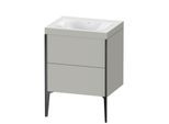 Duravit XViu Waschtisch-Unterschrank XV4709NB207C 60x48cm, 2 Auszüge, ohne Hahnloch, schwarz matt, Rahmen C, betongrau matt