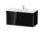 Duravit XViu Waschtisch-Unterschrank XV4616EB140C 100x48cm, 2 Schubkästen, 2 Hahnlöcher, champagner matt, Rahmen C, schwarz hochglanz