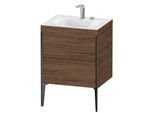 Duravit XViu Waschtisch-Unterschrank XV4709EB221C 60x48cm, 2 Auszüge, 2 Hahnlöcher, schwarz matt, Rahmen C, nussbaum dunkel