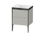 Duravit XViu Waschtisch-Unterschrank XV4709NB207P 60x48cm, 2 Auszüge, ohne Hahnloch, schwarz matt, Rahmen P, betongrau matt