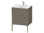 Duravit XViu Waschtisch-Unterschrank XV4709EB190C 60x48cm, 2 Auszüge, 2 Hahnlöcher, champagner matt, Rahmen C, flannel grey seidenmatt