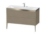 Duravit XViu Waschtisch-Unterschrank XV4712EB135P 120x48cm, 2 Schubkästen, 2 Hahnlöcher, champagner matt, Rahmen P, Eiche terra
