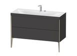 Duravit XViu Waschtisch-Unterschrank XV4712EB180C 120x48cm, 2 Schubkästen, 2 Hahnlöcher, champagner matt, Rahmen C, graphit supermatt