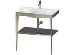 Duravit XViu Möbelwaschtisch-Kombination XV4715OB140 80 x 48 cm, 1 Hahnloch, schwarz hochglanz, mit Metallkonsole, champagner matt