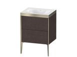 Duravit XViu Waschtisch-Unterschrank XV4709NB172P 60x48cm, 2 Auszüge, ohne Hahnloch, champagner matt, Rahmen P, eiche dunkel gebürstet