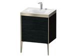 Duravit XViu Waschtisch-Unterschrank XV4709EB116P 60x48cm, 2 Auszüge, 2 Hahnlöcher, champagner matt, Rahmen P, Eiche schwarz