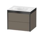 Duravit XViu Waschtisch-Unterschrank XV4614NB290P 60x48cm, 2 Schubkästen, ohne Hahnloch, schwarz matt, Rahmen P, flannel grey seidenmatt
