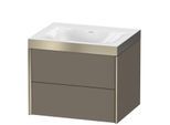 Duravit XViu Waschtisch-Unterschrank XV4614NB190P 60x48cm, 2 Schubkästen, ohne Hahnloch, champagner matt, Rahmen P, flannel grey seidenmatt