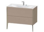 Duravit XViu Waschtisch-Unterschrank XV4711EB175C 100x48cm, 2 Auszüge, 2 Hahnlöcher, champagner matt, Rahmen C, leinen