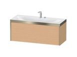 Duravit XViu Waschtisch-Unterschrank XV4612EB112P 120x48cm, 1 Auszug, 2 Hahnlöcher, champagner matt, Rahmen P, eiche gebürstet