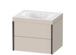 Duravit XViu Waschtisch-Unterschrank XV4614NB291C 60x48cm, 2 Schubkästen, ohne Hahnloch, schwarz matt, Rahmen C, taupe matt