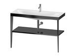 Duravit XViu Möbelwaschtisch-Kombination XV4717OB240 120 x 48 cm, 1 Hahnloch, schwarz hochglanz, mit Metallkonsole, schwarz matt