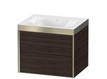 Duravit XViu Waschtisch-Unterschrank XV4614NB169P 60x48cm, 2 Schubkästen, ohne Hahnloch, champagner matt, Rahmen P, nussbaum gebürstet