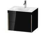 Duravit XViu Waschtisch-Unterschrank XV4614OB140C 60x48cm, 2 Schubkästen, 1 Hahnloch, champagner matt, Rahmen C, schwarz hochglanz