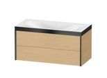 Duravit XViu Waschtisch-Unterschrank XV4616NB230P 100x48cm, 2 Schubkästen, ohne Hahnloch, schwarz matt, Rahmen P, Eiche natur