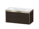 Duravit XViu Waschtisch-Unterschrank XV4616NB169P 100x48cm, 2 Schubkästen, ohne Hahnloch, champagner matt, Rahmen P, nussbaum gebürstet