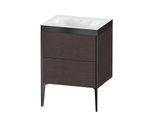Duravit XViu Waschtisch-Unterschrank XV4709NB272P 60x48cm, 2 Auszüge, ohne Hahnloch, schwarz matt, Rahmen P, eiche dunkel gebürstet