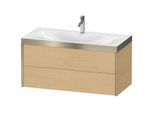 Duravit XViu Waschtisch-Unterschrank XV4616OB130P 100x48cm, 2 Schubkästen, 1 Hahnloch, champagner matt, Rahmen P, Eiche natur