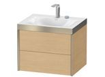 Duravit XViu Waschtisch-Unterschrank XV4614EB130P 60x48cm, 2 Schubkästen, 2 Hahnlöcher, champagner matt, Rahmen P, Eiche natur