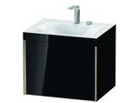 Duravit XViu Waschtisch-Unterschrank XV4609EB140C 60x48cm, 1 Auszug, 2 Hahnlöcher, champagner matt, Rahmen C, schwarz hochglanz