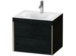 Duravit XViu Waschtisch-Unterschrank XV4614OB116C 60x48cm, 2 Schubkästen, 1 Hahnloch, champagner matt, Rahmen C, Eiche schwarz