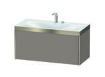 Duravit XViu Waschtisch-Unterschrank XV4611EB143P 100x48cm, 1 Auszug, 2 Hahnlöcher, champagner matt, Rahmen P, basalt matt