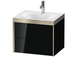 Duravit XViu Waschtisch-Unterschrank XV4614OB140P 60x48cm, 2 Schubkästen, 1 Hahnloch, champagner matt, Rahmen P, schwarz hochglanz