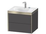 Duravit XViu Waschtisch-Unterschrank XV4614EB149P 60x48cm, 2 Schubkästen, 2 Hahnlöcher, champagner matt, Rahmen P, graphit matt