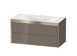 Duravit XViu Waschtisch-Unterschrank XV4616NB189P 100x48cm, 2 Schubkästen, ohne Hahnloch, champagner matt, Rahmen P, flannel grey hochglanz