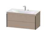 Duravit XViu Waschtisch-Unterschrank XV4616EB275C 100x48cm, 2 Schubkästen, 2 Hahnlöcher, schwarz matt, Rahmen C, leinen
