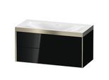 Duravit XViu Waschtisch-Unterschrank XV4616NB140P 100x48cm, 2 Schubkästen, ohne Hahnloch, champagner matt, Rahmen P, schwarz hochglanz