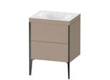 Duravit XViu Waschtisch-Unterschrank XV4709NB275C 60x48cm, 2 Auszüge, ohne Hahnloch, schwarz matt, Rahmen C, leinen