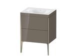 Duravit XViu Waschtisch-Unterschrank XV4709NB189C 60x48cm, 2 Auszüge, ohne Hahnloch, champagner matt, Rahmen C, flannel grey hochglanz
