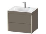 Duravit XViu Waschtisch-Unterschrank XV4614EB190C 60x48cm, 2 Schubkästen, 2 Hahnlöcher, champagner matt, Rahmen C, flannel grey seidenmatt