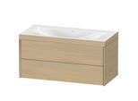 Duravit XViu Waschtisch-Unterschrank XV4616NB171C 100x48cm, 2 Schubkästen, ohne Hahnloch, champagner matt, Rahmen C, mediterrane eiche
