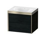 Duravit XViu Waschtisch-Unterschrank XV4614NB116P 60x48cm, 2 Schubkästen, ohne Hahnloch, champagner matt, Rahmen P, Eiche schwarz