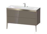 Duravit XViu Waschtisch-Unterschrank XV4712EB189P 120x48cm, 2 Schubkästen, 2 Hahnlöcher, champagner matt, Rahmen P, flannel grey hochglanz