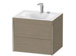 Duravit XViu Waschtisch-Unterschrank XV4614EB135C 60x48cm, 2 Schubkästen, 2 Hahnlöcher, champagner matt, Rahmen C, Eiche terra