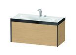 Duravit XViu Waschtisch-Unterschrank XV4611EB230P 100x48cm, 1 Auszug, 2 Hahnlöcher, schwarz matt, Rahmen P, Eiche natur