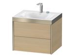 Duravit XViu Waschtisch-Unterschrank XV4614EB171P 60x48cm, 2 Schubkästen, 2 Hahnlöcher, champagner matt, Rahmen P, mediterrane eiche
