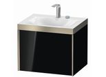 Duravit XViu Waschtisch-Unterschrank XV4609EB140P 60x48cm, 1 Auszug, 2 Hahnlöcher, champagner matt, Rahmen P, schwarz hochglanz