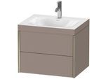 Duravit XViu Waschtisch-Unterschrank XV4614OB143C 60x48cm, 2 Schubkästen, 1 Hahnloch, champagner matt, Rahmen C, basalt matt