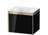 Duravit XViu Waschtisch-Unterschrank XV4609NB140P 60x48cm, 1 Auszug, ohne Hahnloch, champagner matt, Rahmen P, schwarz hochglanz